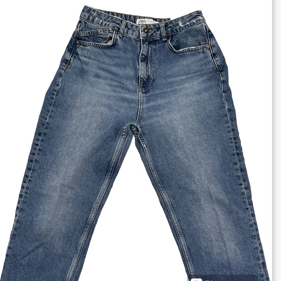 Zara Tapered Mom Fit Dark Wash Jeans - Picture 5 of 5